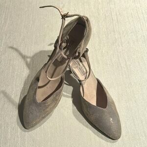 Werner Kern Betty Dance Shoes Heels w/ Ankle Strap Silver Size 11 Preowned